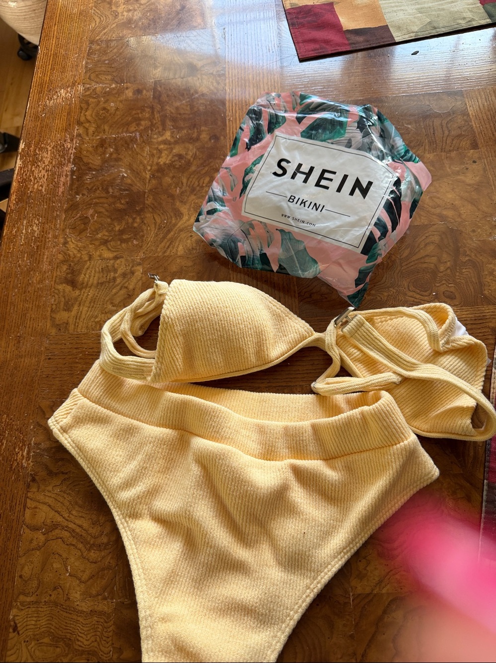 SHEIN Cream Ribbed Triangle Bikini Set - Picture 6 of 6